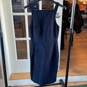 J. Crew navy eyelet lace midi dress